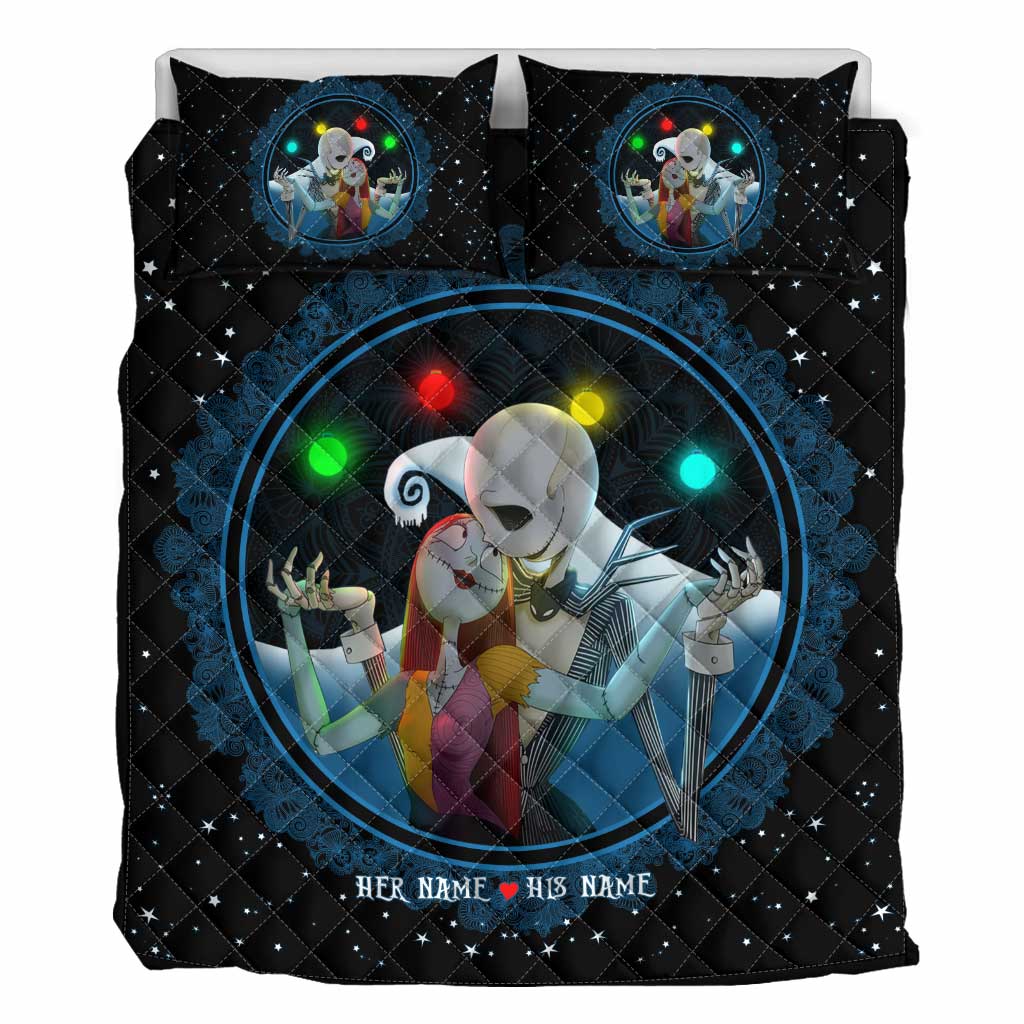 Personalized Nightmare Before Christmas Quilt Set | Custom Couple Gift