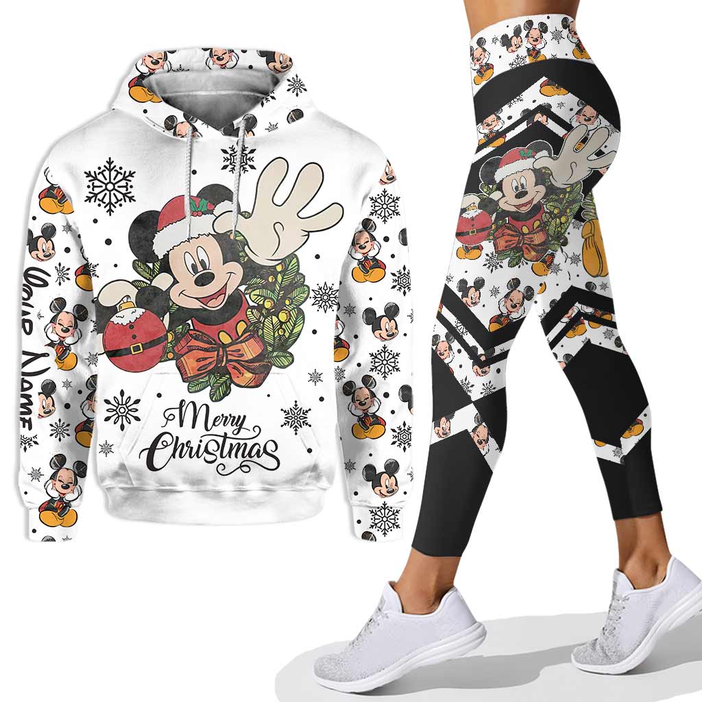 Personalized Christmas Mouse Hoodie and Leggings Gift for Kids