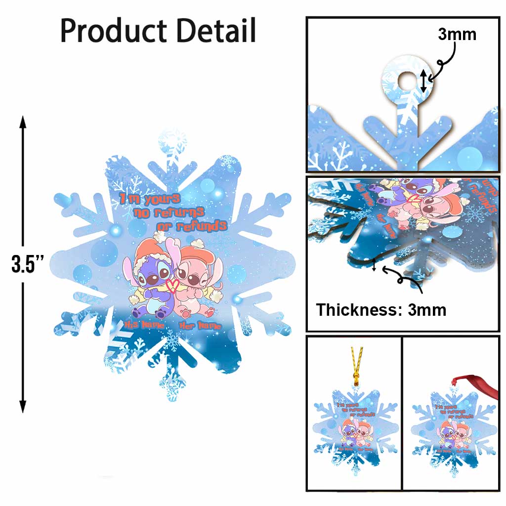 Personalized Christmas Snowflake Ornament Custom Names Gift for Couples