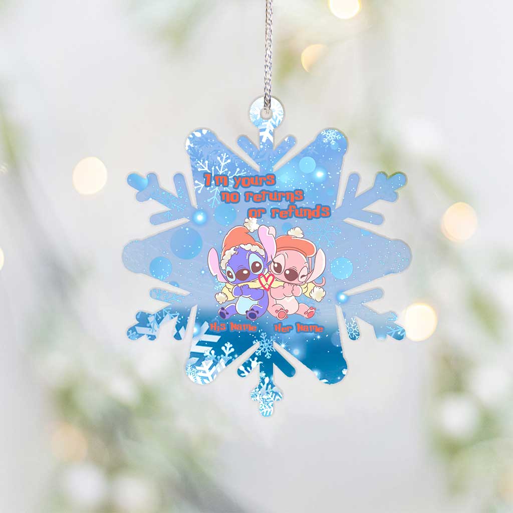 Personalized Christmas Snowflake Ornament Custom Names Gift for Couples