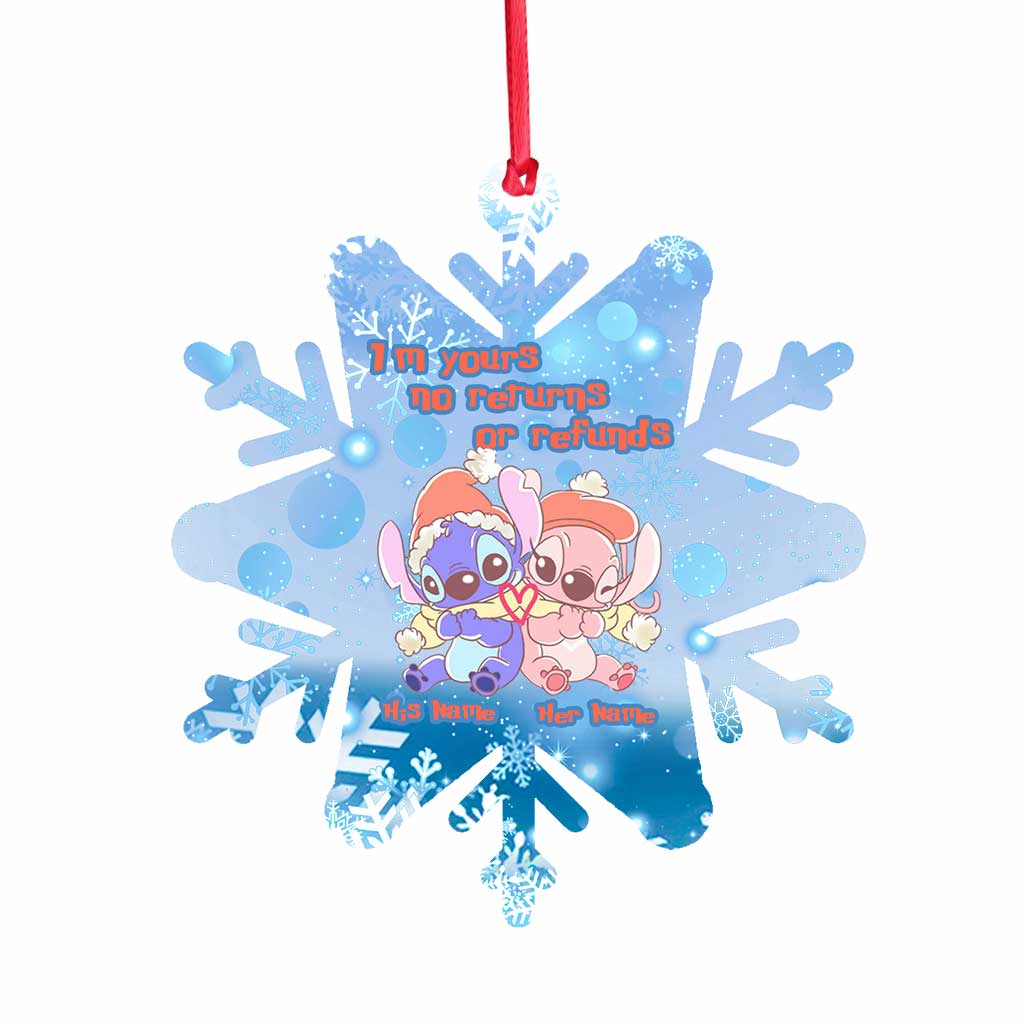 Personalized Christmas Snowflake Ornament Custom Names Gift for Couples