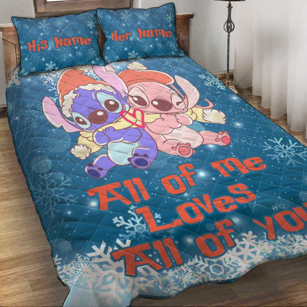 Personalized Ohana Quilt Set Custom Name Gift for Couples