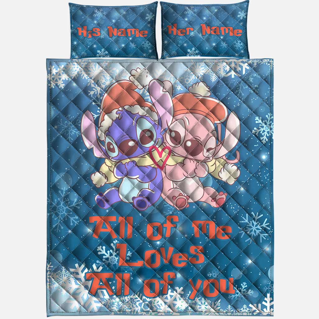 Personalized Ohana Quilt Set Custom Name Gift for Couples