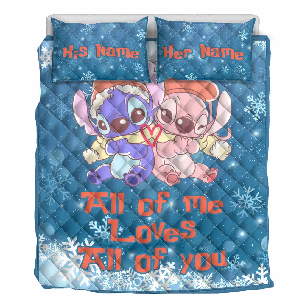 Personalized Ohana Quilt Set Custom Name Gift for Couples