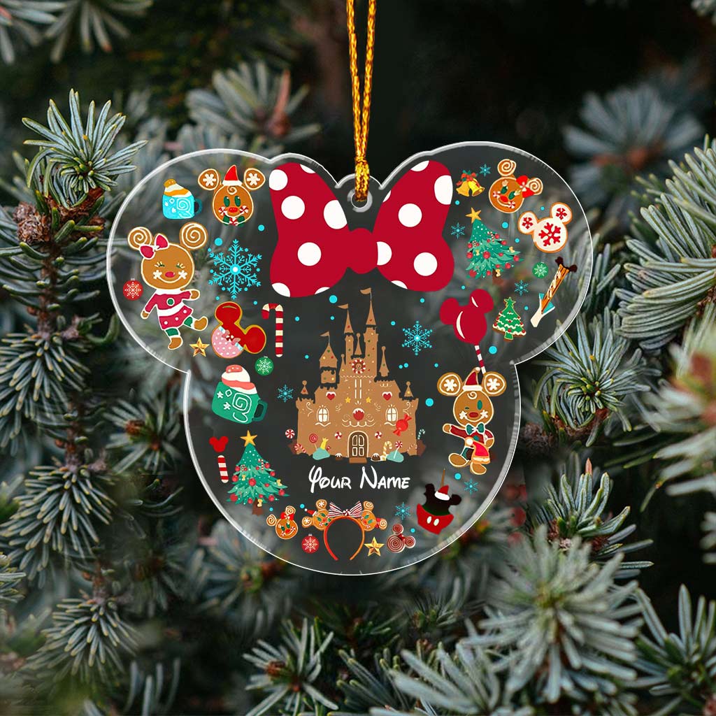 Personalized Christmas Mouse Transparent Ornament Custom Name Gift