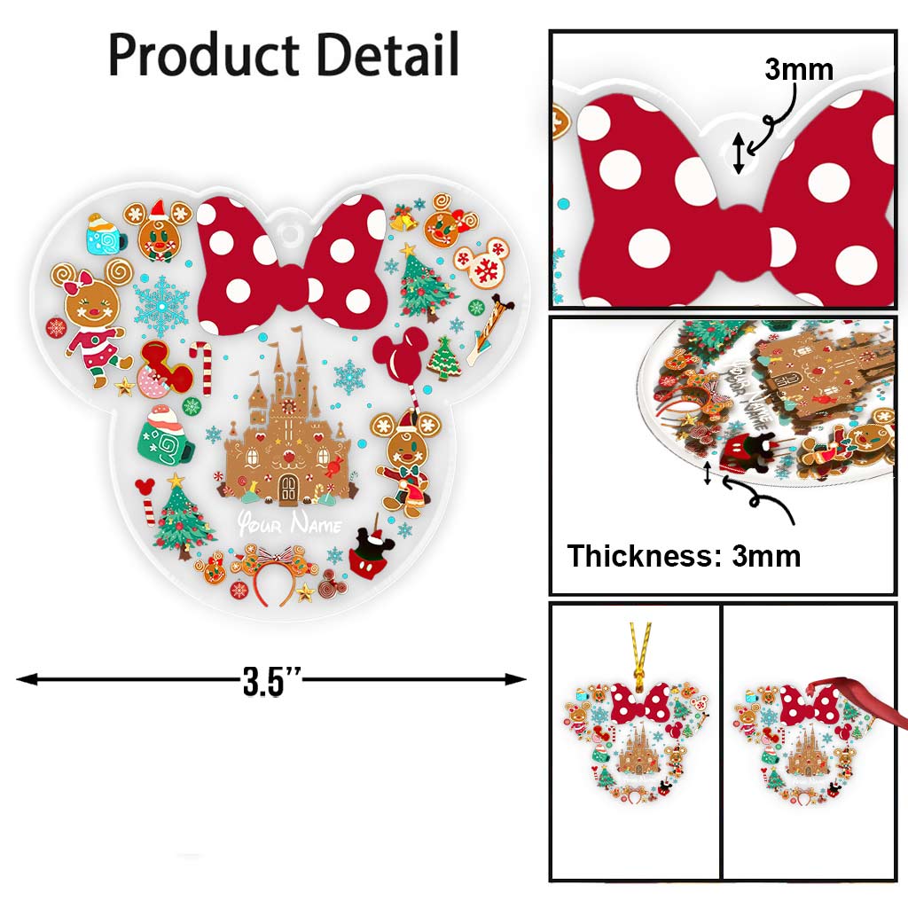 Personalized Christmas Mouse Transparent Ornament Custom Name Gift