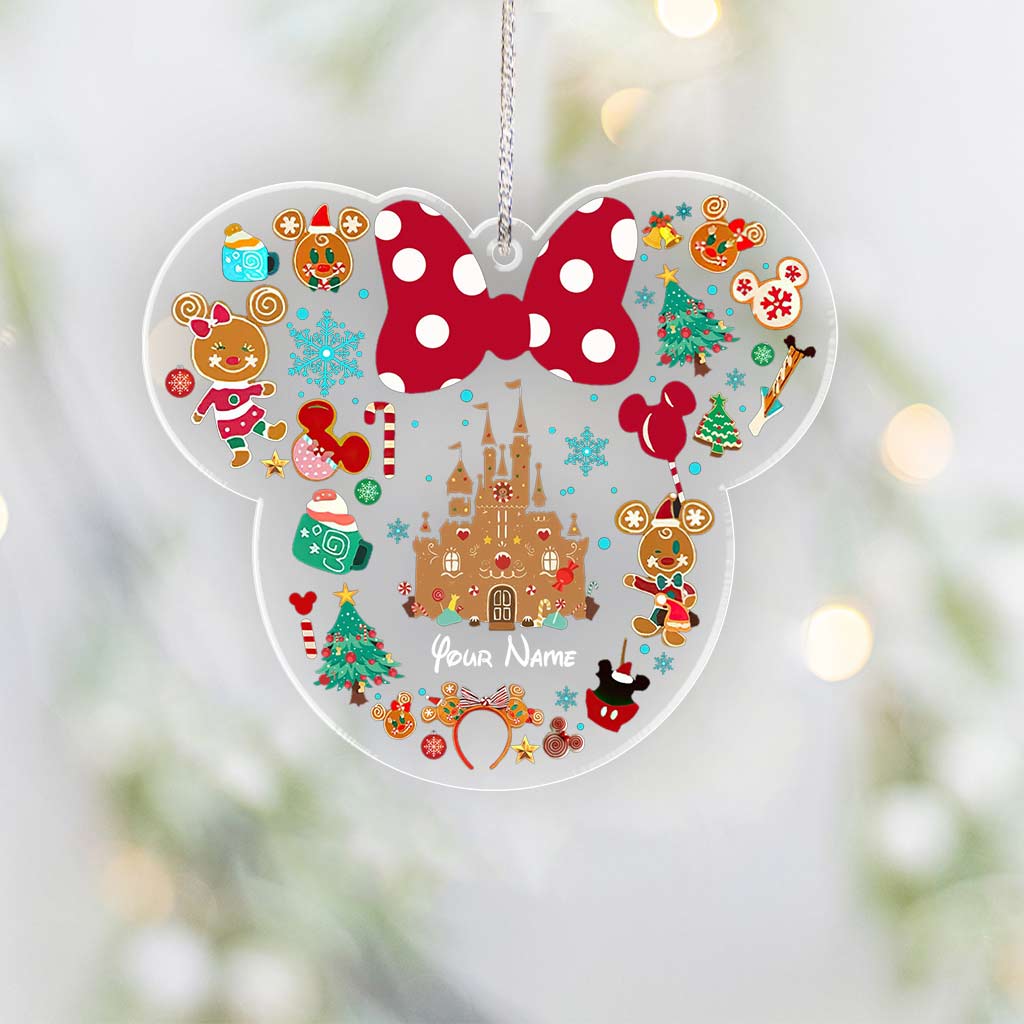 Personalized Christmas Mouse Transparent Ornament Custom Name Gift