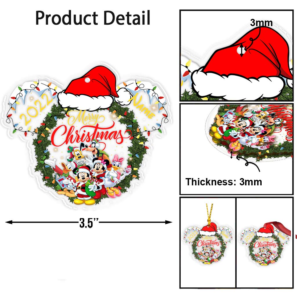 Personalized Christmas Mouse Transparent Ornament Gift for Family