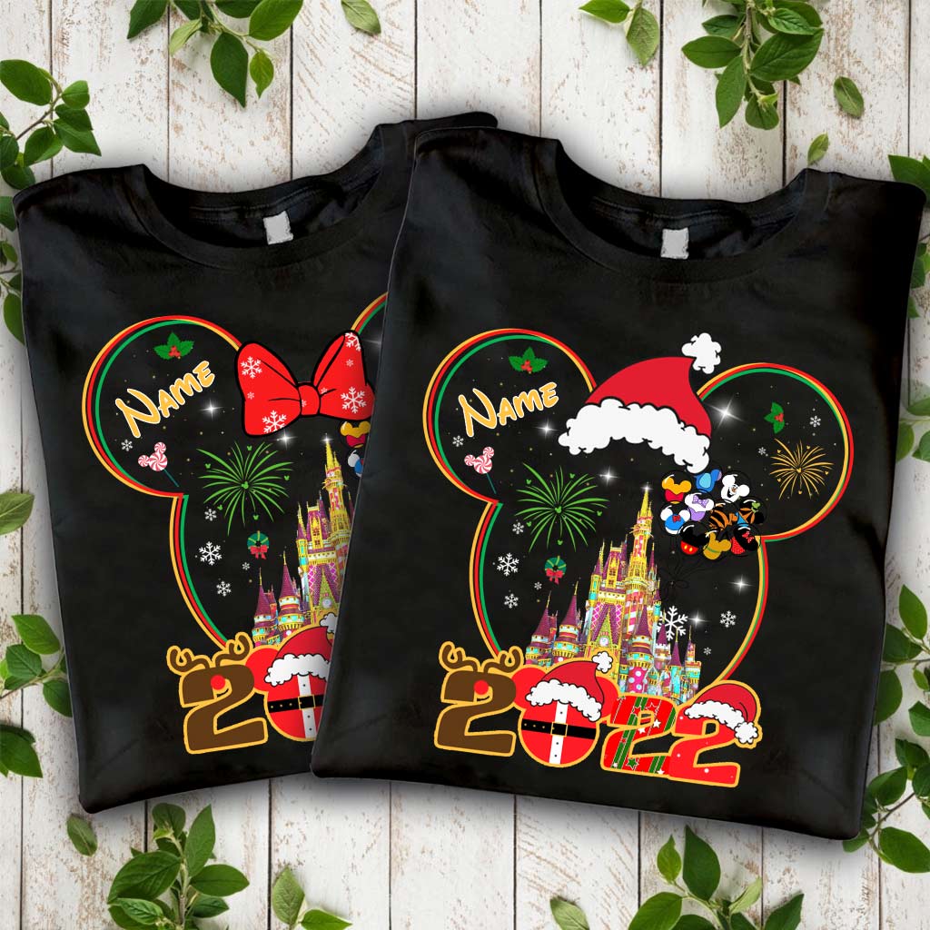 Personalized Christmas Mouse T-shirt & Hoodie for Kids - Custom Name Gift