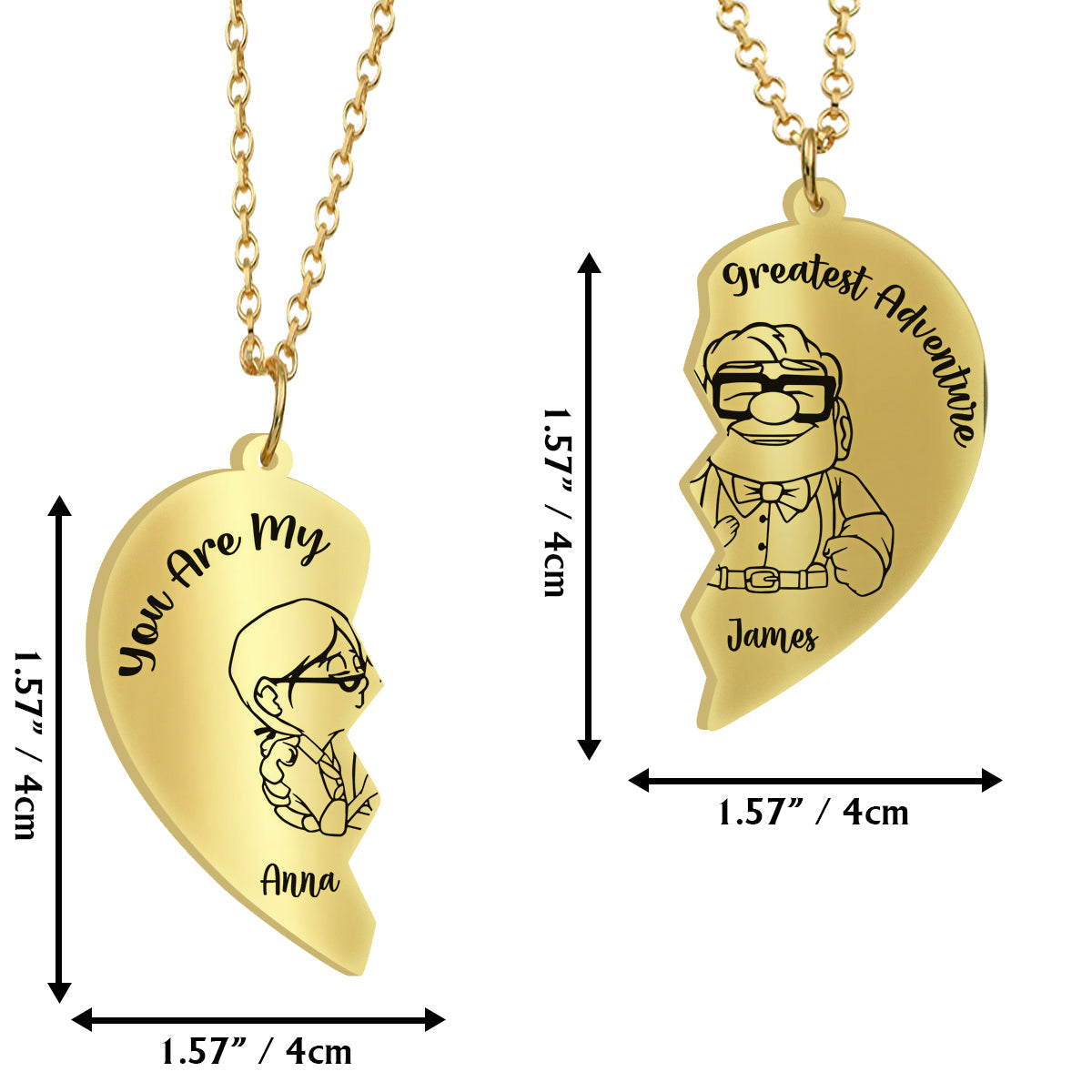 Personalized Matching Pendant Necklace for Couples | You Are My Greatest Adventure