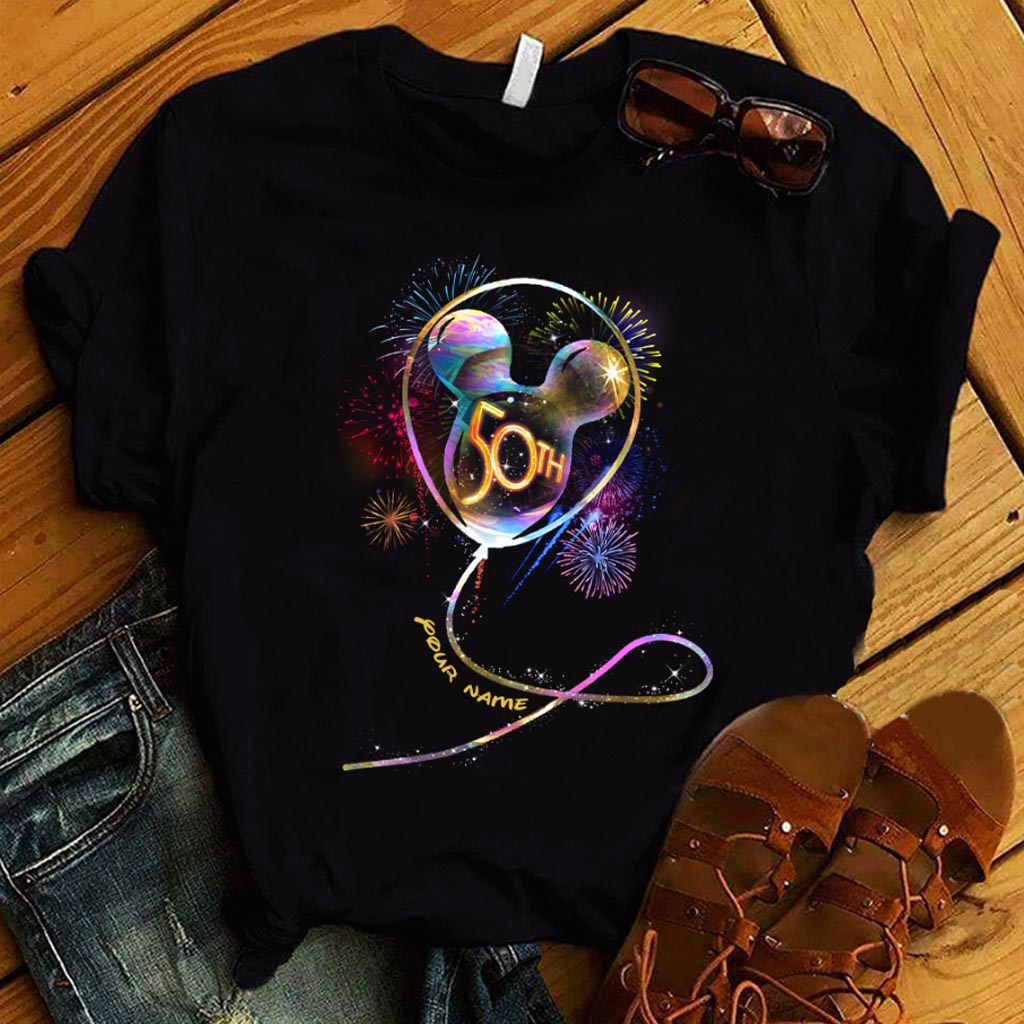 Personalized 50th Birthday Mouse Ear Balloon T-shirt & Hoodie