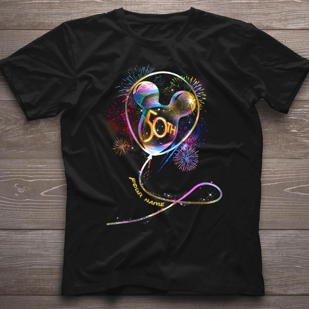 Personalized 50th Birthday Mouse Ear Balloon T-shirt & Hoodie