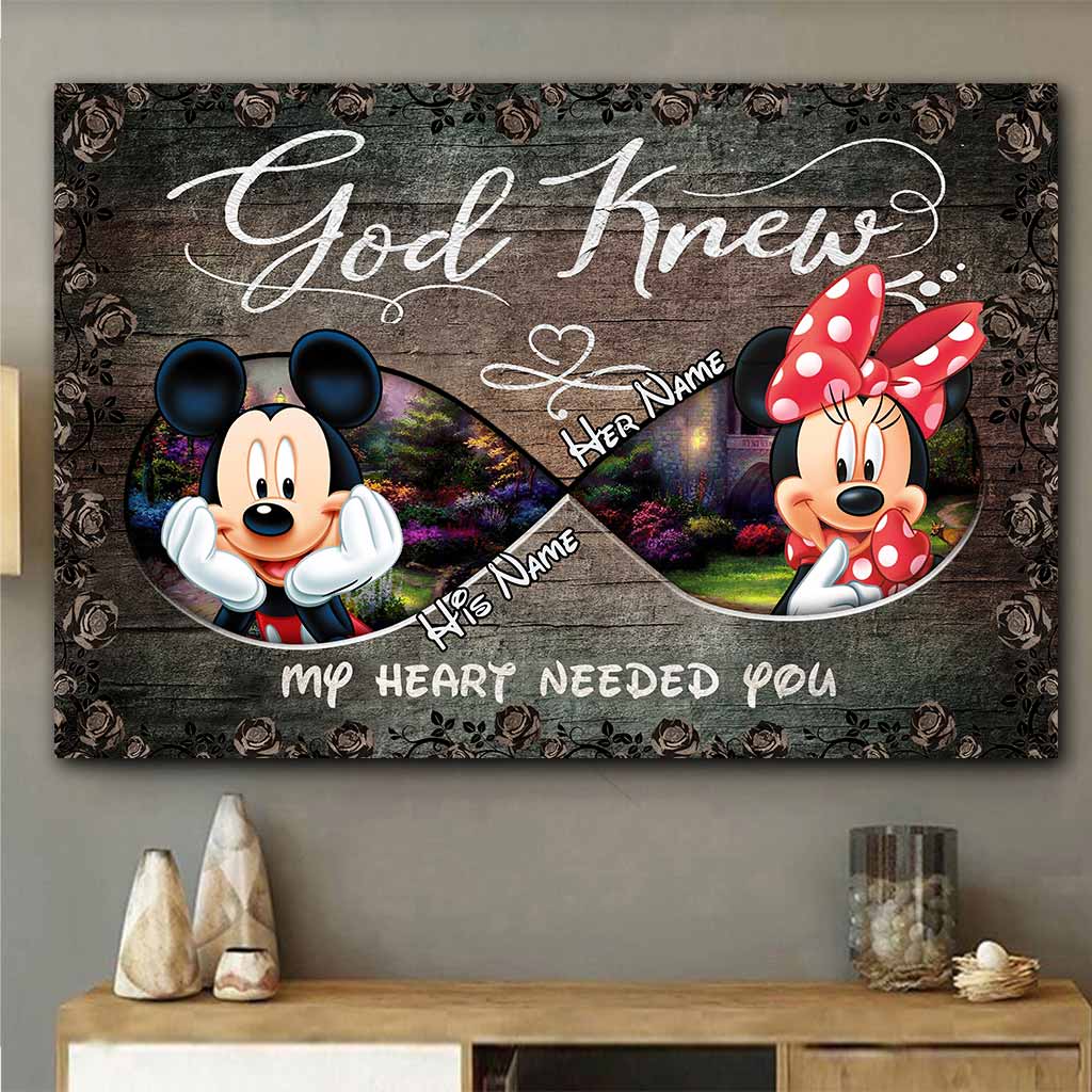 Personalized Mickey Mouse Heart Poster Custom Name Art Gift for Couples
