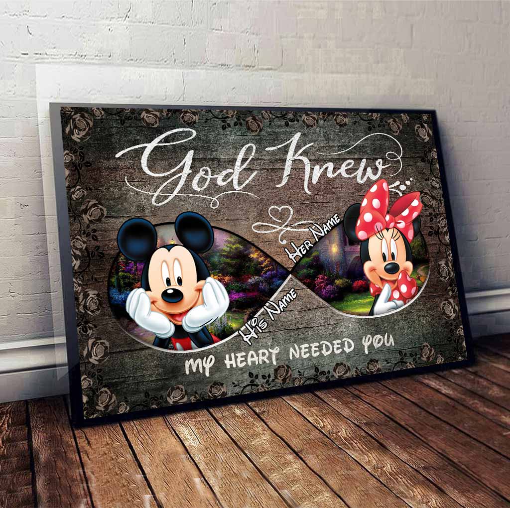 Personalized Mickey Mouse Heart Poster Custom Name Art Gift for Couples