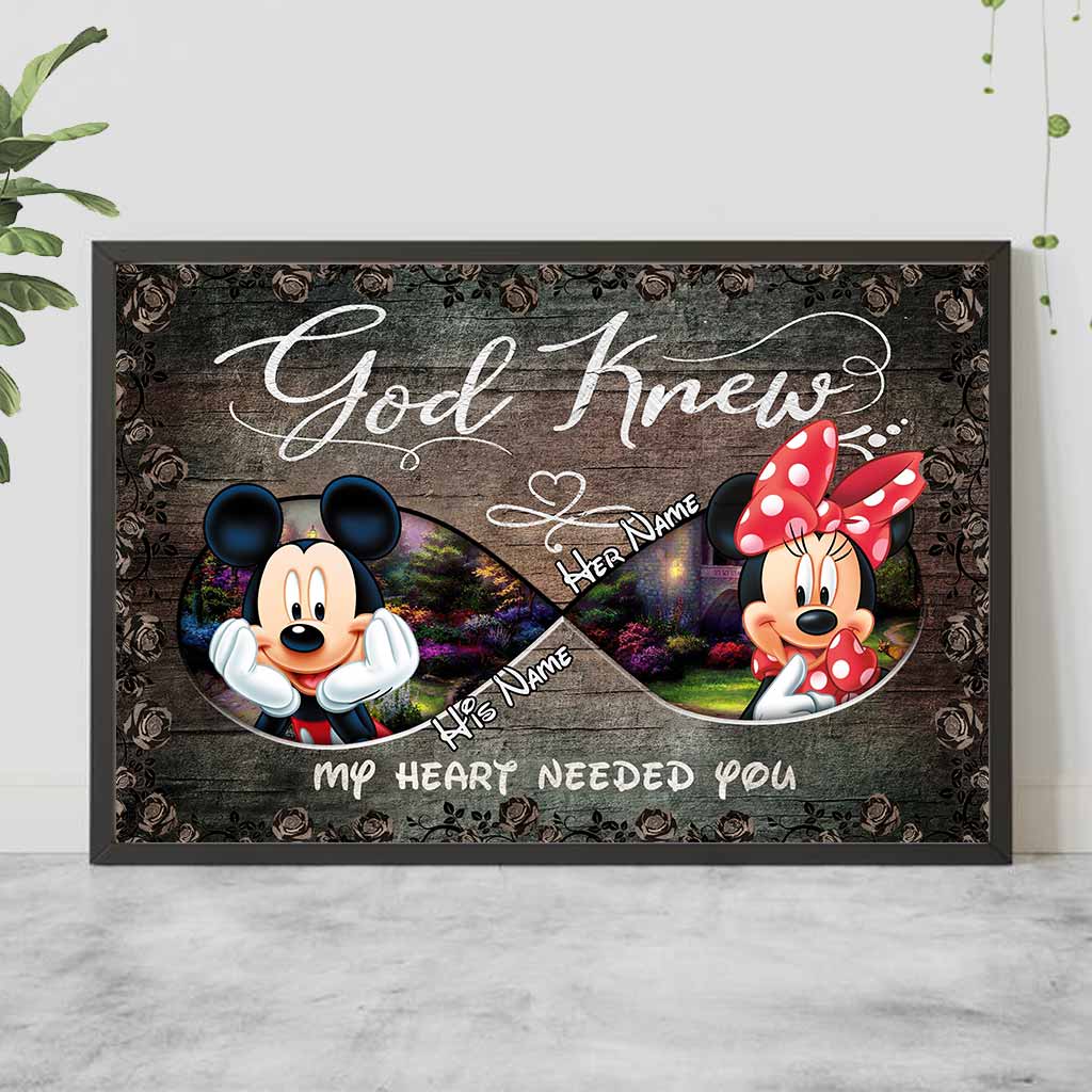 Personalized Mickey Mouse Heart Poster Custom Name Art Gift for Couples