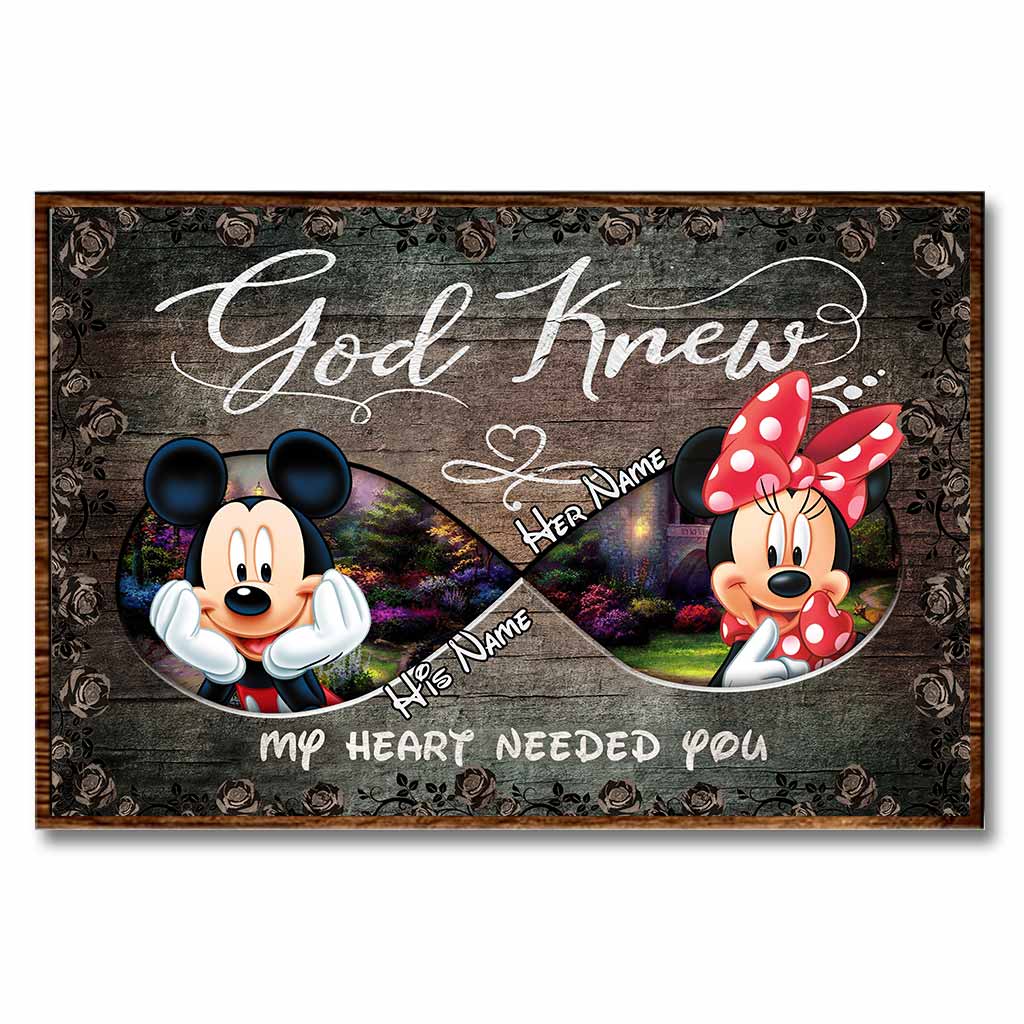 Personalized Mickey Mouse Heart Poster Custom Name Art Gift for Couples