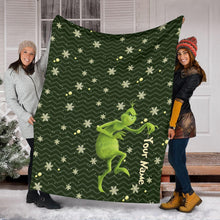 Load image into Gallery viewer, Personalized Grinch Blanket Custom Name Christmas Gift

