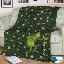 Load image into Gallery viewer, Personalized Grinch Blanket Custom Name Christmas Gift
