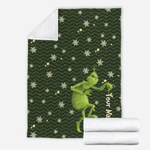 Load image into Gallery viewer, Personalized Grinch Blanket Custom Name Christmas Gift
