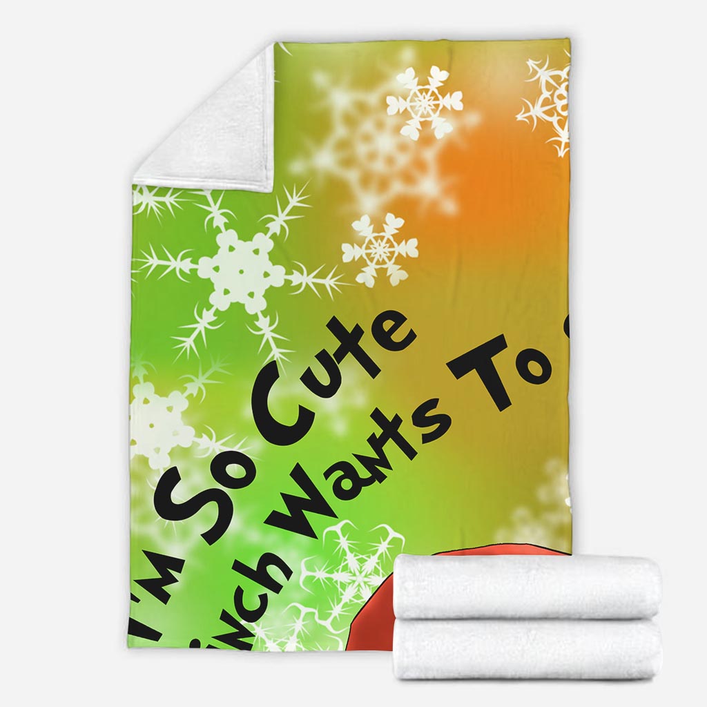 Personalized Grinch Christmas Blanket Custom Name Gift