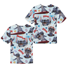 Load image into Gallery viewer, Personalized Kid T-Shirt &amp; Shorts Set Cute Blue Alien Gift
