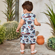 Load image into Gallery viewer, Personalized Kid T-Shirt &amp; Shorts Set Cute Blue Alien Gift
