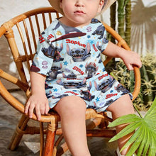 Load image into Gallery viewer, Personalized Kid T-Shirt &amp; Shorts Set Cute Blue Alien Gift
