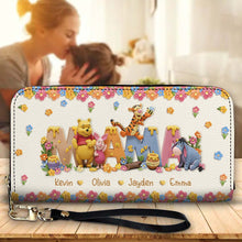 Load image into Gallery viewer, Personalized Leather Long Wallet Custom Name Gift for Mom
