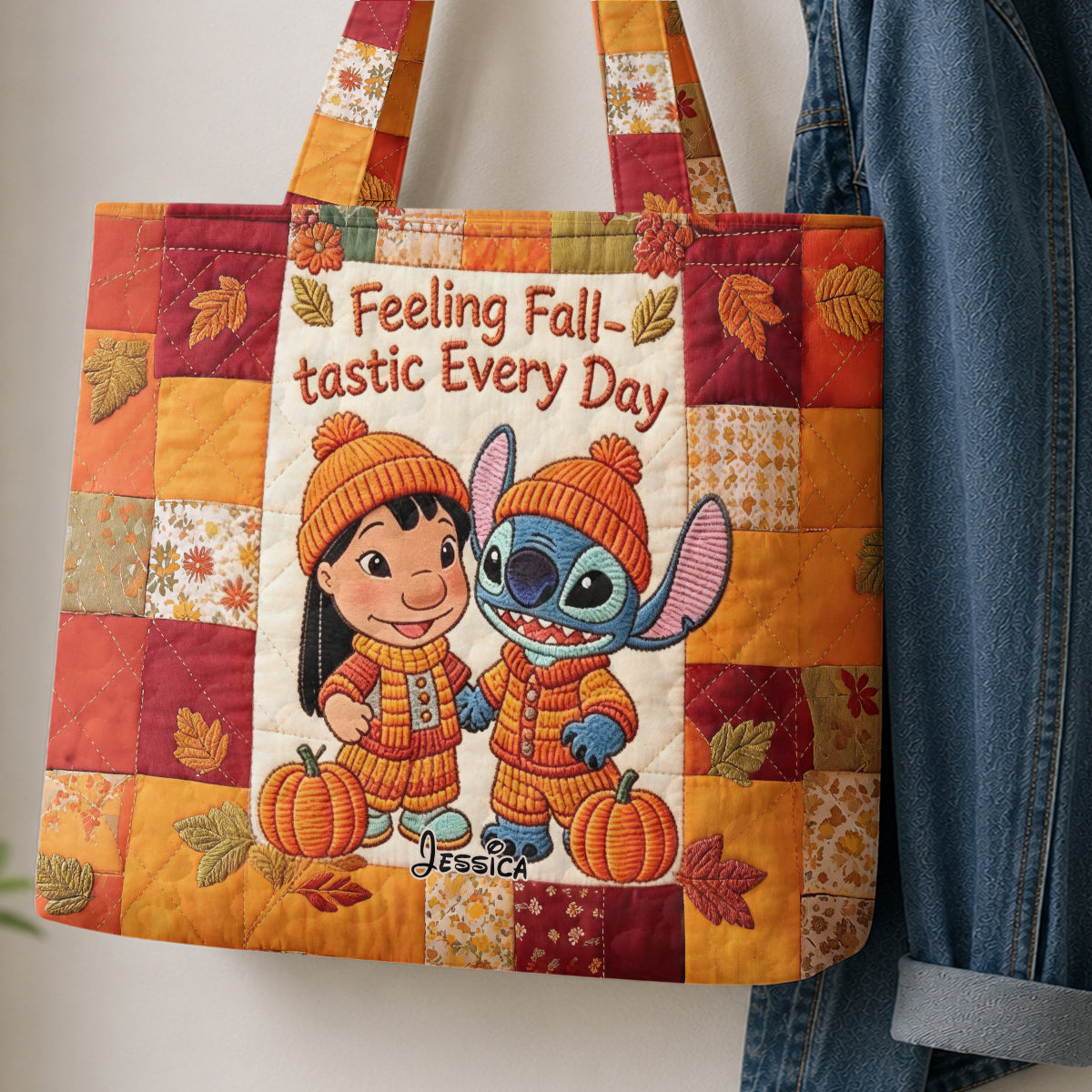 Personalized Quilted Tote Bag for Movie Fans - Fall Gift