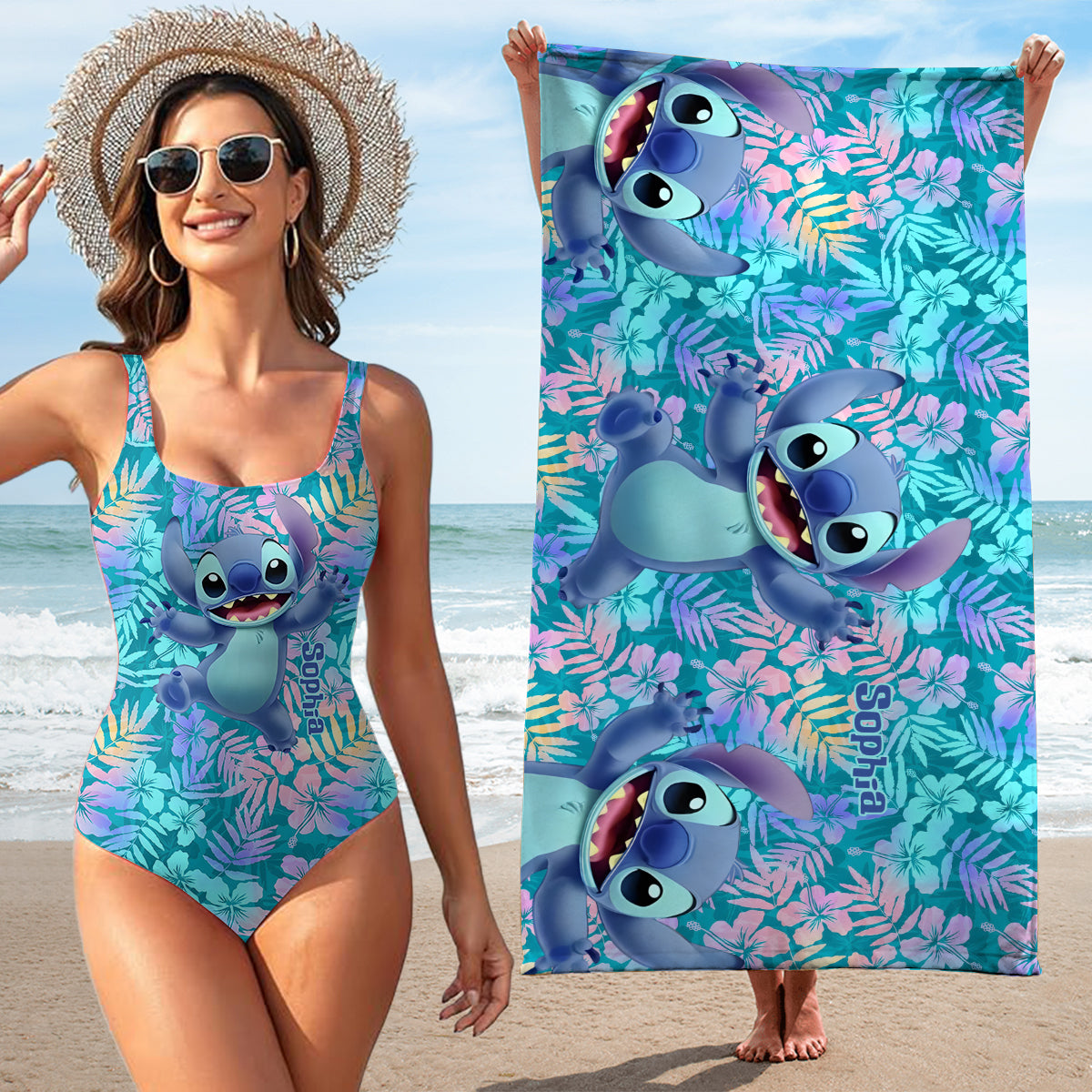 Personalized Women's Swimwear & Quick-Dry Beach Towel Set