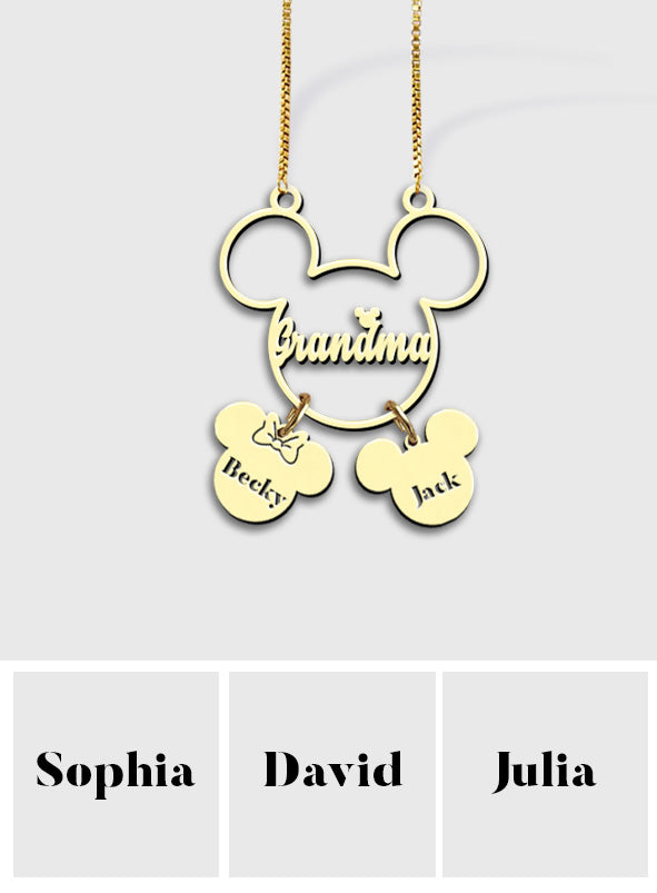 Personalized Mickey Mouse Necklace with Charms for Mom