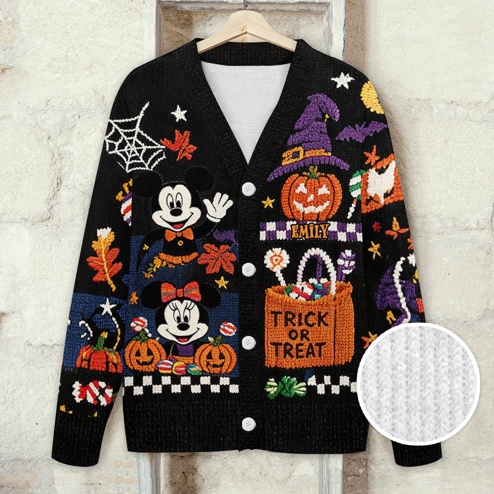 Personalized Knitted Cardigan Trick or Treat Gift for Her