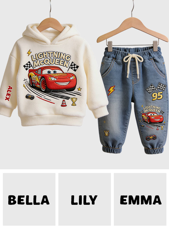 Personalized Kids Hoodie & Jogger Set Racing Adventure Gift