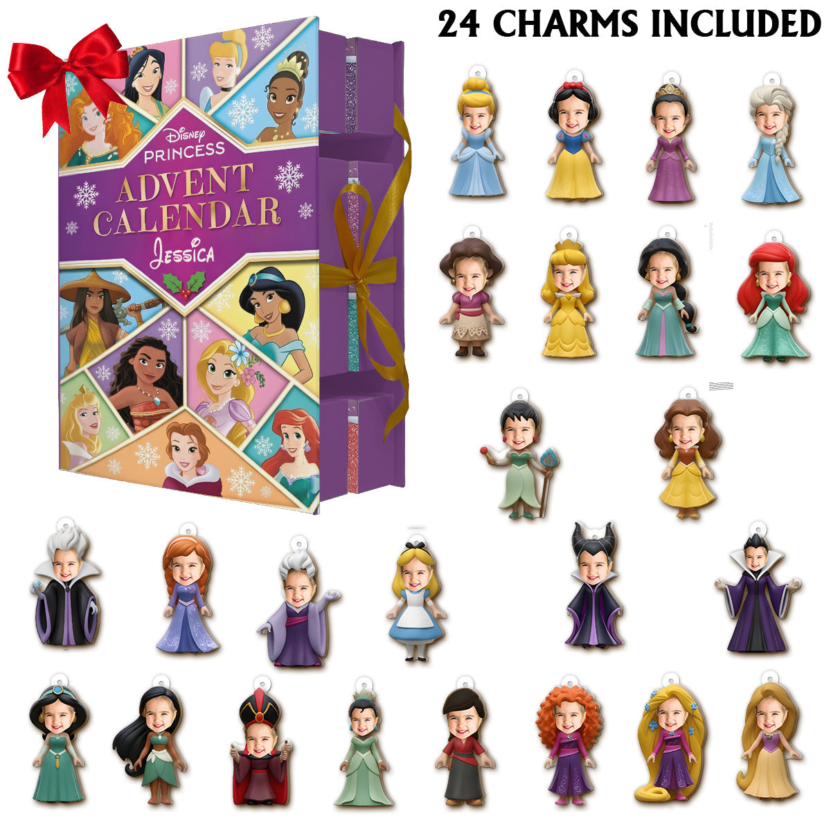 Personalized Disney Princess Advent Calendar with Ornaments for Kids