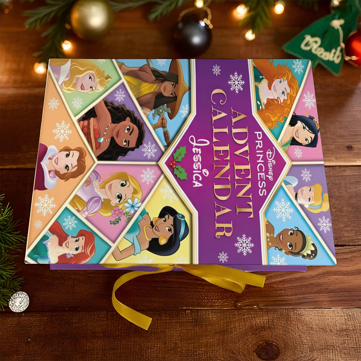 Personalized Disney Princess Advent Calendar with Ornaments for Kids
