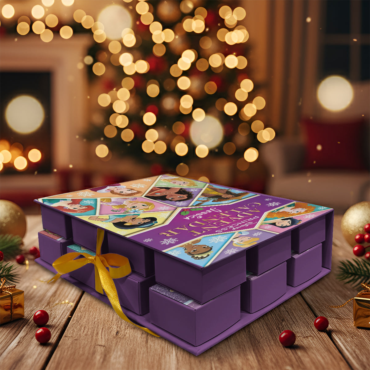 Personalized Disney Princess Advent Calendar with Ornaments for Kids