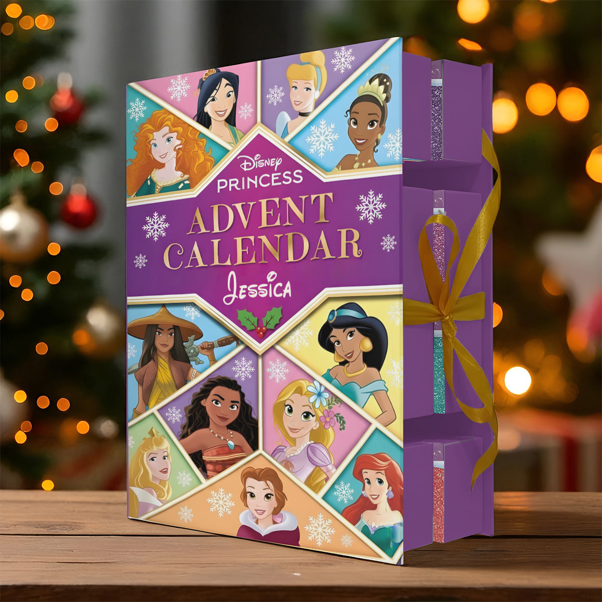 Personalized Disney Princess Advent Calendar with Ornaments for Kids