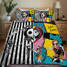 Load image into Gallery viewer, Personalized Nightmare Before Christmas Quilt Set Custom Names Gift for Couples
