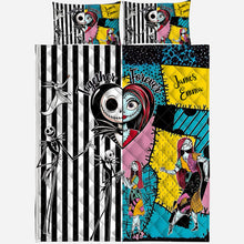 Load image into Gallery viewer, Personalized Nightmare Before Christmas Quilt Set Custom Names Gift for Couples
