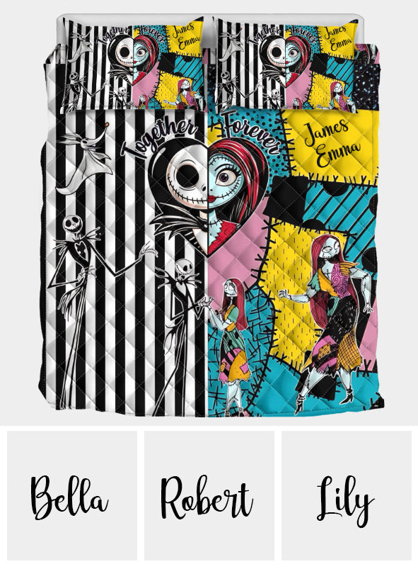 Personalized Nightmare Before Christmas Quilt Set Custom Names Gift for Couples