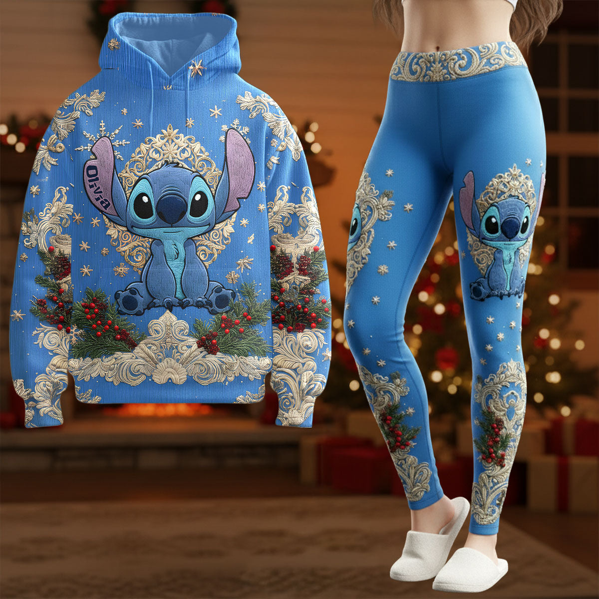 Personalized Ohana Hoodie and Leggings Set for Christmas