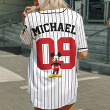 Load image into Gallery viewer, Personalized Kids Baseball Jersey with Mickey &amp; Minnie Design | Custom Name Gift
