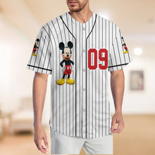 Load image into Gallery viewer, Personalized Kids Baseball Jersey with Mickey &amp; Minnie Design | Custom Name Gift
