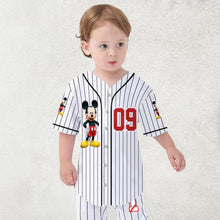 Load image into Gallery viewer, Personalized Kids Baseball Jersey with Mickey &amp; Minnie Design | Custom Name Gift
