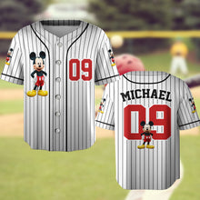 Load image into Gallery viewer, Personalized Kids Baseball Jersey with Mickey &amp; Minnie Design | Custom Name Gift
