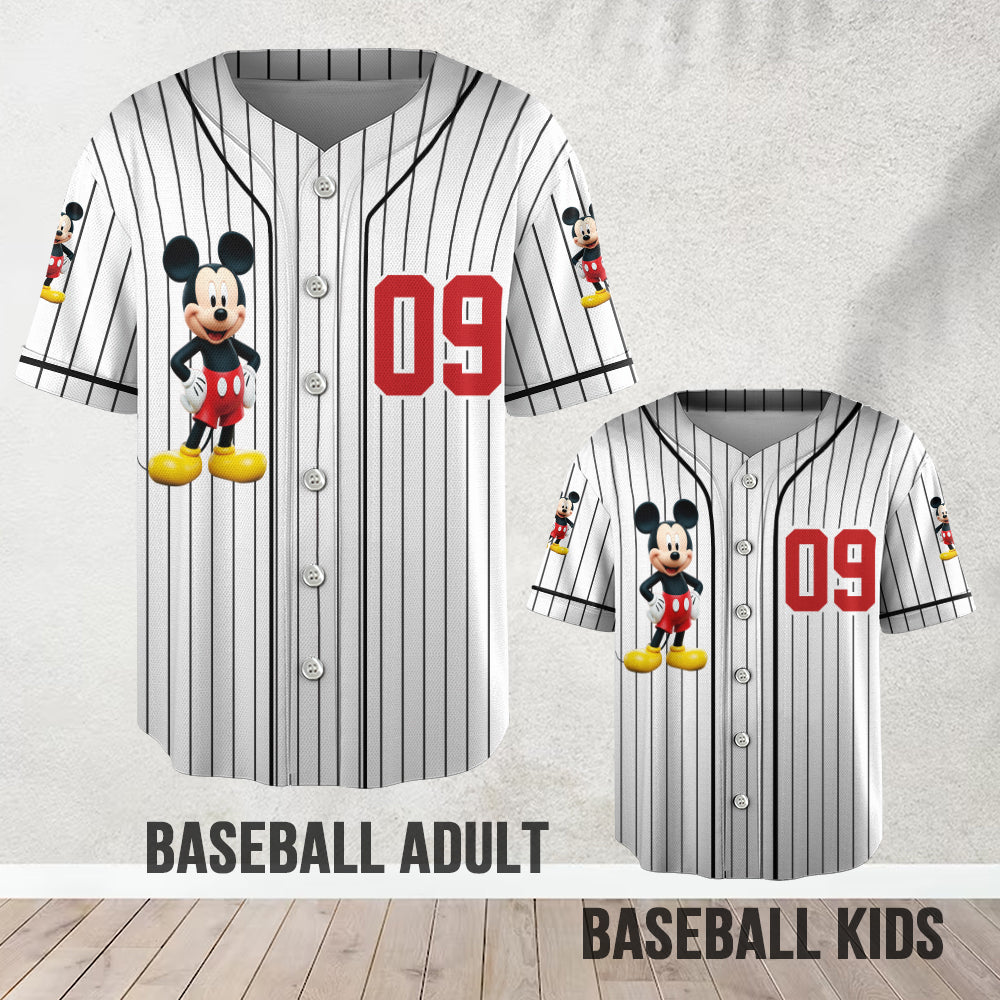 Personalized Kids Baseball Jersey with Mickey & Minnie Design | Custom Name Gift