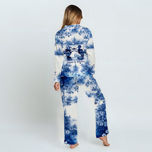 Load image into Gallery viewer, Personalized Blue &amp; White Mouse Couple Button Down Pajamas Set for Couples
