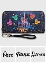 Load image into Gallery viewer, Personalized Leather Wallet Custom Name Gift for Grandma
