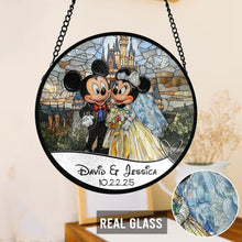 Load image into Gallery viewer, Personalized Mouse Couple Stained Glass Suncatcher Gift
