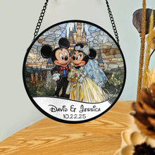 Load image into Gallery viewer, Personalized Mouse Couple Stained Glass Suncatcher Gift
